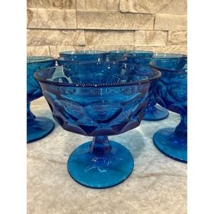 Noritake Perspective Blue Glass Coupes Set of 8 Vintage‎ MCM